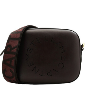 Túi máy ảnh mini giả da grainy logo Stella McCartney màu nâu chocolate cho nữ