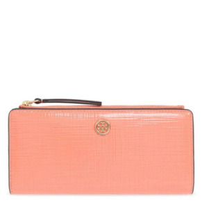 Ví Tory Burch Robinson Zip da bóng màu san hô