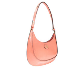 Tory Burch Coral Crush Robinson Embossed Leather Crescent Bag