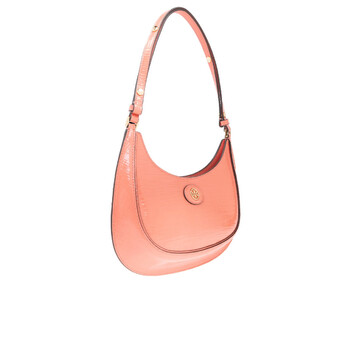 Tory Burch Coral Crush Robinson Embossed Leather Crescent Bag