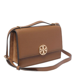 Tory Burch Forest Brown Pebbled Leather Miller Shoulder Bag
