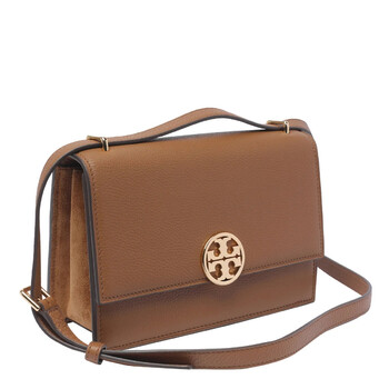 Tory Burch Forest Brown Pebbled Leather Miller Shoulder Bag
