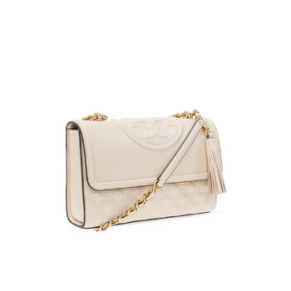 Tory Burch New Cream Fleming Convertible Leather Shoulder Bag