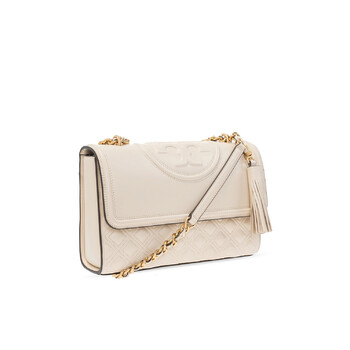 Tory Burch New Cream Fleming Convertible Leather Shoulder Bag