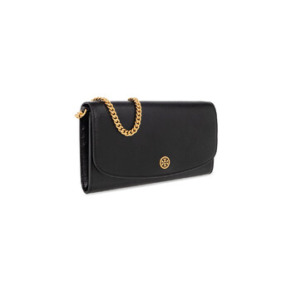 Tory Burch Robinson Saffiano Leather Chain Wallet - Black