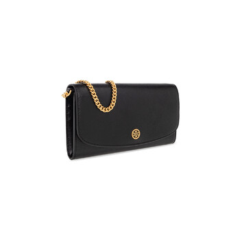 Tory Burch Robinson Saffiano Leather Chain Wallet - Black