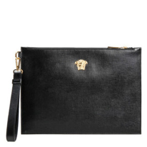 Túi Clutch Da Đen Versace Nam Medusa Chính Hãng